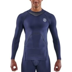 SKINS 3-Series Long Sleeve Top - Navy Blue