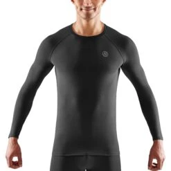 SKINS 3-Series Sleepwear Long Sleeve Shirt - Black