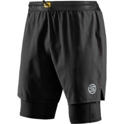 SKINS 3-Series Superpose Fitness Shorts 2 In 1 - Black -Skins skins 3 series superpose fitness shorts 2 in 1 black 1 1393599