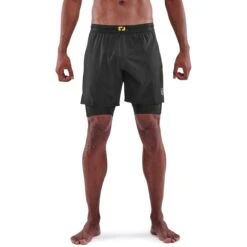 SKINS 3-Series Superpose Fitness Shorts 2 In 1 - Black