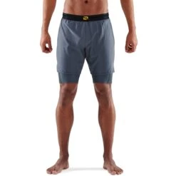 SKINS 3-Series Superpose Fitness Shorts 2 In 1 - Charcoal