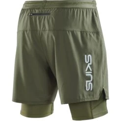 SKINS 3-Series Superpose Fitness Shorts 2 In 1 - Khaki -Skins skins 3 series superpose fitness shorts 2 in 1 khaki 2 1390473