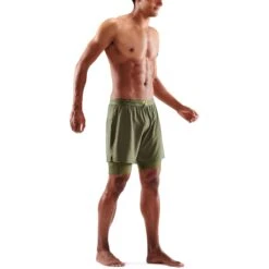 SKINS 3-Series Superpose Fitness Shorts 2 In 1 - Khaki -Skins skins 3 series superpose fitness shorts 2 in 1 khaki 3 1390482