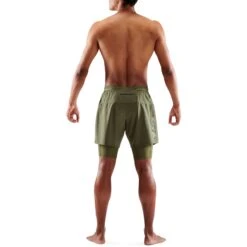 SKINS 3-Series Superpose Fitness Shorts 2 In 1 - Khaki -Skins skins 3 series superpose fitness shorts 2 in 1 khaki 6 1390485