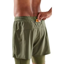 SKINS 3-Series Superpose Fitness Shorts 2 In 1 - Khaki -Skins skins 3 series superpose fitness shorts 2 in 1 khaki 8 1390487