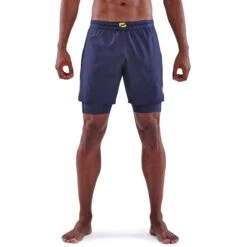 SKINS 3-Series Superpose Fitness Shorts 2 In 1 - Navy Blue