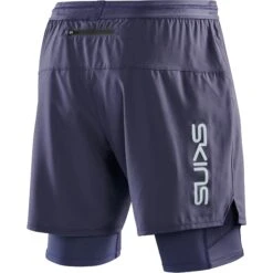 SKINS 3-Series Superpose Fitness Shorts 2 In 1 - Navy Blue -Skins skins 3 series superpose fitness shorts 2 in 1 navy blue 2 1393597