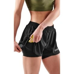 SKINS 3-Series Women's Superpose Fitness Shorts 2 In 1 - Black -Skins skins 3 series women superpose fitness shorts 2 in 1 black 4 1390590