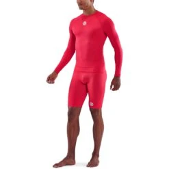 SKINS 1-Series Long Sleeve Top - Red -Skins skins compression 1 series men long sleeve top red 4 941237