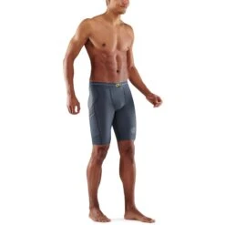 SKINS 3-Series Half Tights - Charcoal -Skins skins compression 3 series mens half tights charcoal 2 1067265