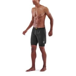 SKINS 3-Series Superpose Fitness Shorts 2 In 1 - Black -Skins skins compression 3 series superpose men shorts black 2 892742