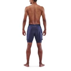 SKINS 3-Series Superpose Fitness Shorts 2 In 1 - Navy Blue -Skins skins compression 3 series superpose men shorts navy blue 7 892765