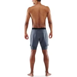 SKINS 3-Series Superpose Fitness Shorts 2 In 1 - Charcoal -Skins skins compression 3 series superpose mens shorts charcoal 1 1067419