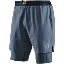 SKINS 3-Series Superpose Fitness Shorts 2 In 1 - Charcoal -Skins skins compression 3 series superpose mens shorts charcoal 6 1067424