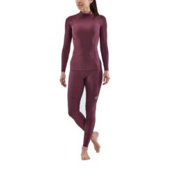 SKINS Compression 3-Series Thermal Longsleeve Shirt Women - Burgundy -Skins skins compression 3 series women thermal long sleeve top burgundy 2 892896
