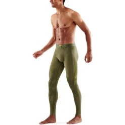 SKINS Compression 5-Series Long Tights - Khaki -Skins skins compression 5 series long tights khaki 6 1232352